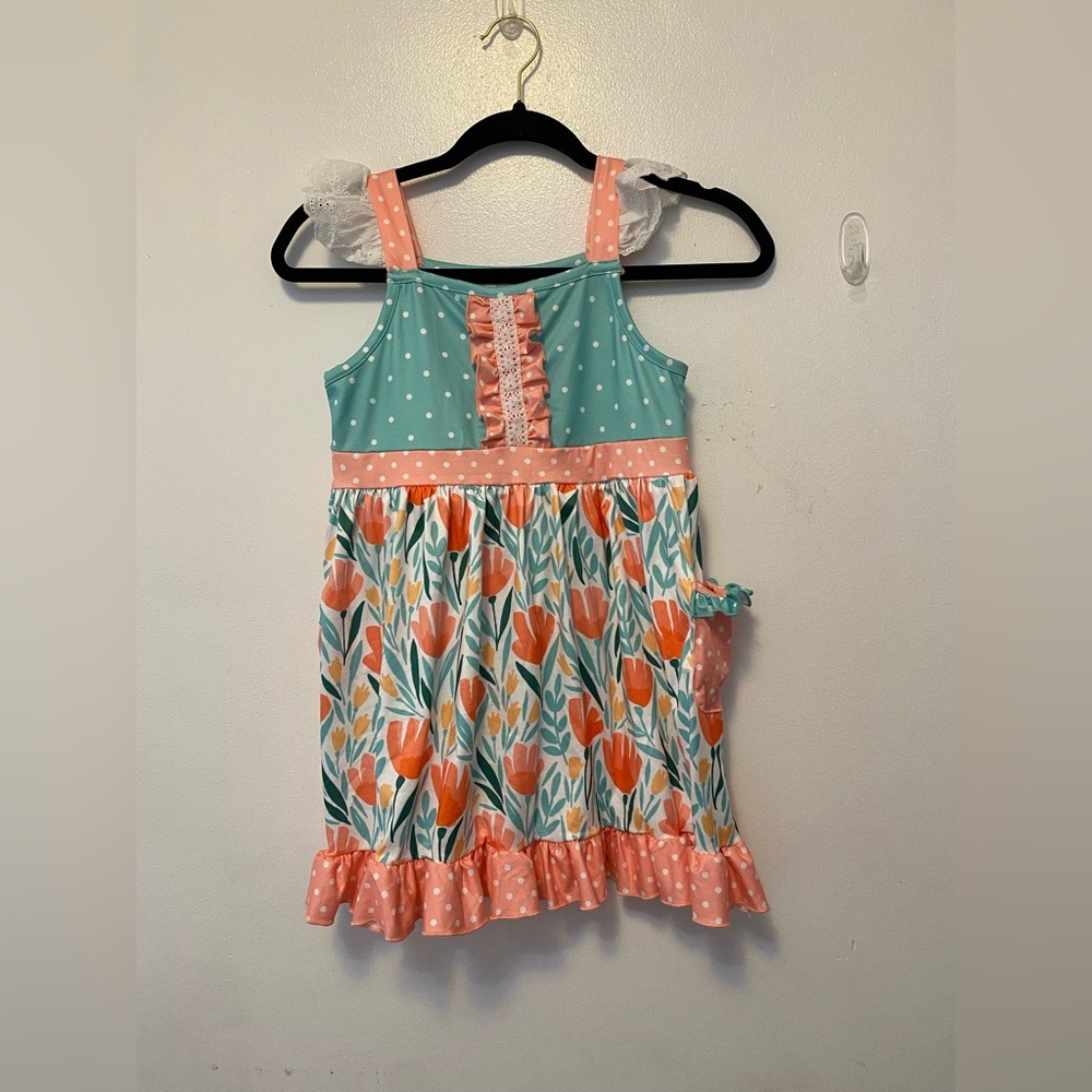 Adorable Sweetness Peach Floral Angel sleeveless top and stripped capri pants